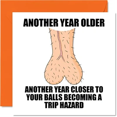 Afbeelding van Grove verjaardagskaarten voor hem en mannen Trip Hazard Grappige verjaardagskaart papa, broer, zoon, opa, oom, neef, collega, vriend, 145 mm x