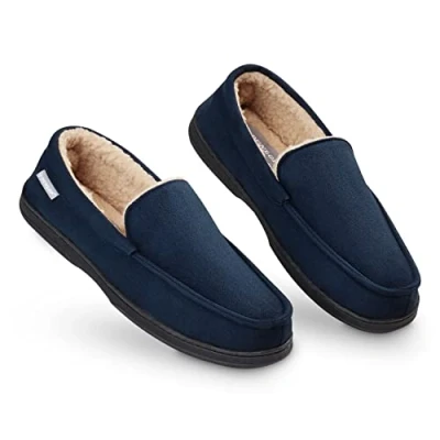 Afbeelding van Dunlop Pantoffels voor heren, antislip zolen, traagschuim, binnen, buiten, mocassins, loafers de winter, Blauw
