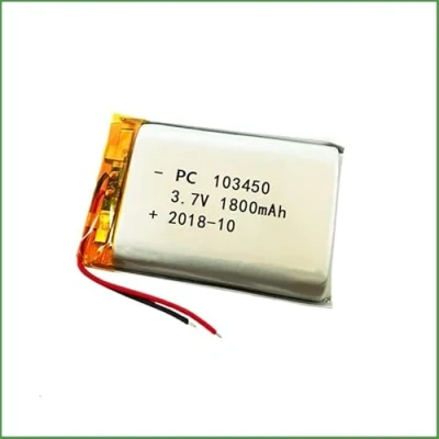 Afbeelding van Oplaadbare LiPo Batterij 103450 3.7V 1800mAh Voor Bluetooth Hoofdtelefoons, Smartwatches, POS, Medische Instrumenten PCM Bescherming, Geel
