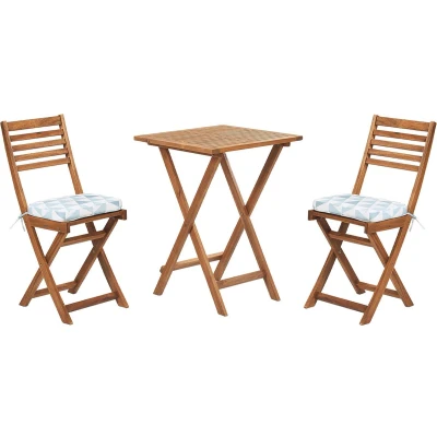 Afbeelding van Beliani FIJI Bistroset voor 2 Lichte houtkleur /Blauw Acaciahout