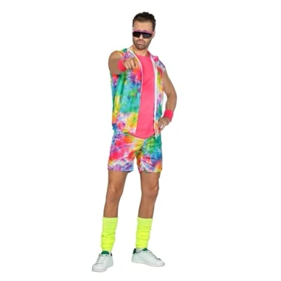 Afbeelding van Wilbers &amp; Jaren 80 90 Kostuum Fit Boy Miami Ken Man Roze, Multicolor Medium Carnavalskleding Verkleedkleding
