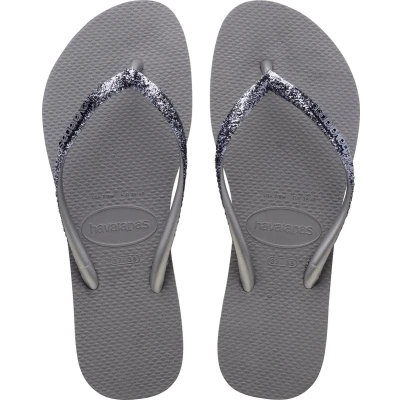 Afbeelding van Havaianas FLIP FLOP SLIM Glitter II Teenslippers, Dames, Maat: 39 40, Grey Natuurrubber