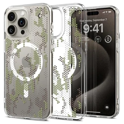 Afbeelding van Spigen Beschermhoes voor iPhone 15 Pro, Ultra Hybrid MagFit, compatibel met MagSafe Digital Camo