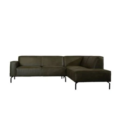 Afbeelding van Bronx71® Industriële hoekbank Kansas eco leer olijfgroen rechts
