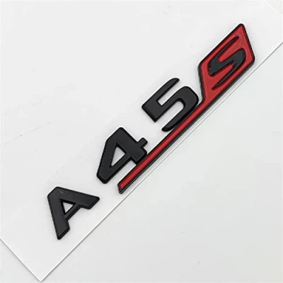 Afbeelding van MSEURO 3D ABS rood zwart chroom auto letters achter kofferbak badge sticker A45S embleem logo geschikt voor Mercedes AMG W177 W176 accessoires (kleur: glanzend rood)