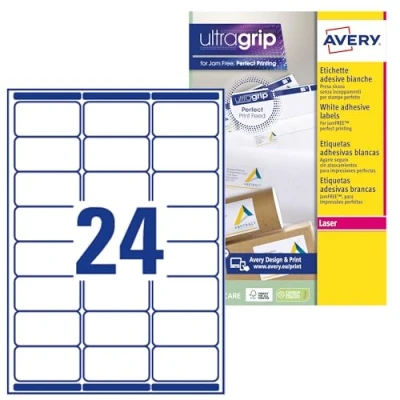Afbeelding van AVERY 360 zelfklevende witte adreslabels zonder vastlopen Formaat 63,5 x 33,9 mm Laserdruk