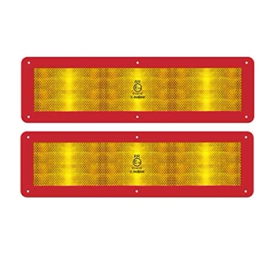 Afbeelding van MAGMA 2 reflecterende achtermarkeringsplaat voor voertuigen, lang, 12 m, ECE70 ECE 70 70.01, reflecterend RR paneel, krasbestendig, 6 bevestigingsgaten, zelfklevend