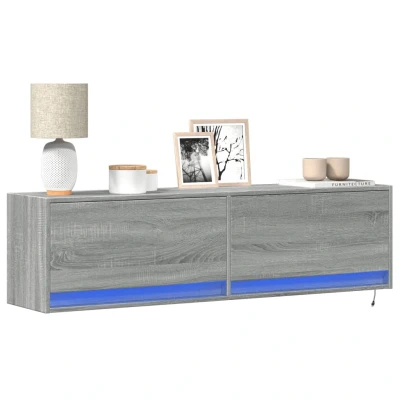 Afbeelding van vidaXL Tv wandmeubel met LED verlichting 140x31x38 cm grijs sonoma