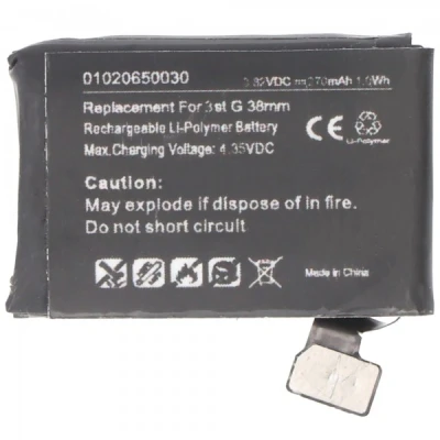 Afbeelding van Batterij geschikt voor Apple Watch 3 38 mm, Li Polymer, 3,82 V, 270 mAh, 1,0 Wh, ingebouwd, zonder gereedschap