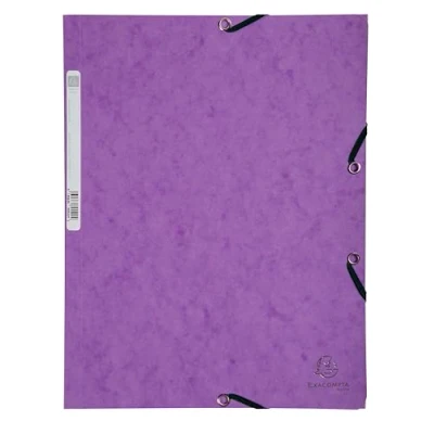 Image de Exacompta Réf. 55308E Paquet de 10 chemises à élastiques pochettes 3 rabats en carte lustrée 355 g/m2 dimensions 24 x 32 cm pour documents au format A4 couleur violine