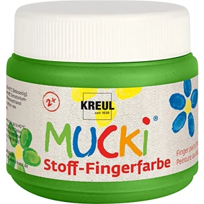 Afbeelding van Kreul Mucki 28105 fluorescerende vingerverf, groen, 150 ml op waterbasis, parabenen, glutenvrij, lactosevrij en veganistisch, ideaal voor vinger handwerk