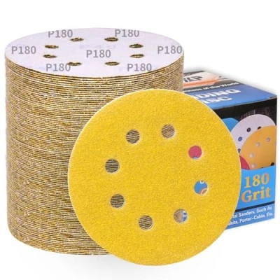 Afbeelding van 100 stuks schuurschijven 125 mm klittenband 180 korrelgrootte voor excentrische schuurmachines 8 gaten professionele schuurmessen hout, metaal, roest en verf