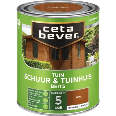 Afbeelding van Ceta Bever Tuinbeits Schuur &amp; Tuinhuis Transparant 085 Teak 0,75 liter Blanke lak Beits