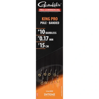 Afbeelding van Gamakatsu Pro Commercial King Pole Banded15cm Barbless (8 pcs) Maat : haak 10 0.17mm