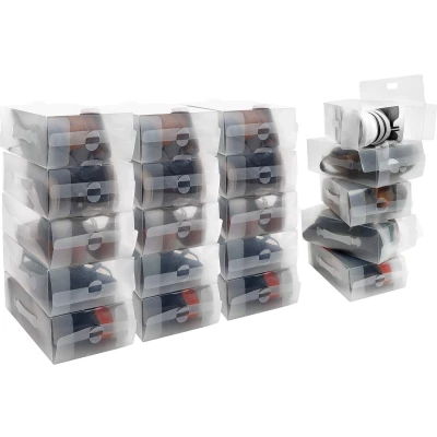 Afbeelding van Kurtzy Helder Plastic Schoenen Opslag Dozen (20Pak) Geschikt Voor Dames, Heren en Kinder Vouwbaar, Gegolfd Stapelbaar Reizen