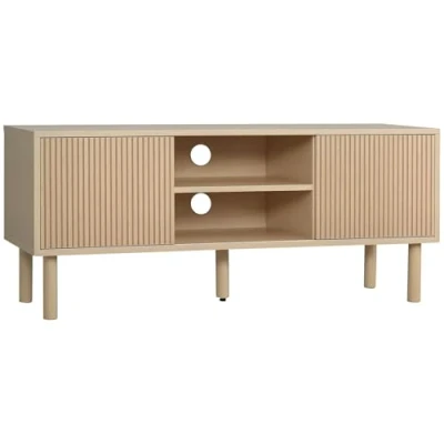 Afbeelding van HOMCOM tv standaard voor tot 50 inch, 2 schuifdeuren en nissen met kabeldoorvoer, 115 x 40 49 cm