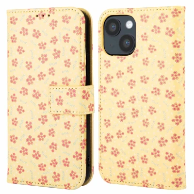 Afbeelding van imoshion Hoesje Geschikt voor iPhone 14 Design Bookcase smartphone Sunny Yellow Petite Flowers