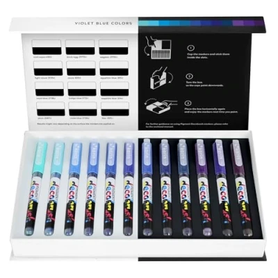 Afbeelding van Karin Pigment DecoBrush Acrylmarkers set van 12 Violet Blue Colors