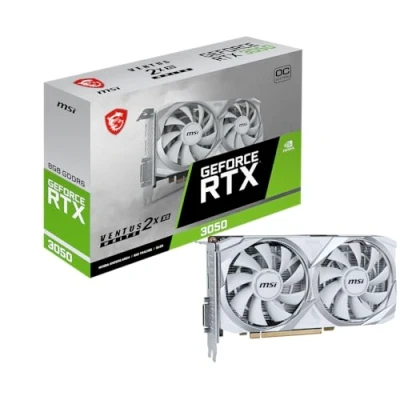Image de MSI GeForce RTX 3050 VENTUS 2X XS 8G OC Carte graphique GF 8 Go GDDR6 PCIe HDMI, DisplayPort, DVI blanc