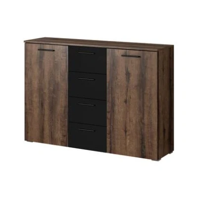 Afbeelding van Meubella Commode Brown Zwart Eiken 132 cm