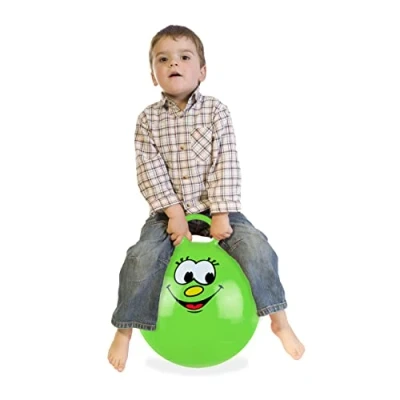 Afbeelding van skippybal met smiley Ø 45 cm voor kinderen binnen en buiten tot 150 kg groen