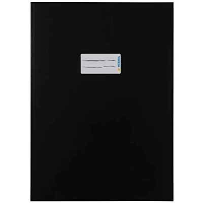 Afbeelding van HERMA 19745 A4 notitieboekomslag met etiketteringsetiket, robuust en extra sterk papier, voor schoolschriften, zwart