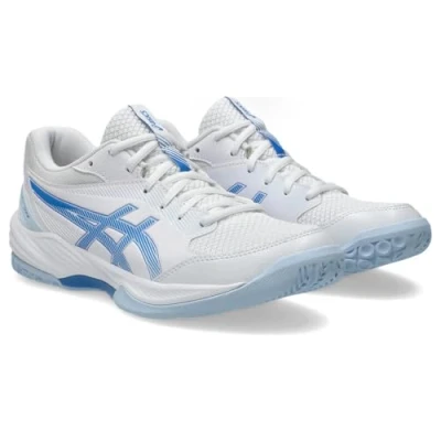 Afbeelding van Asics Geltask 4 Handbalschoenen, Dames, Maat: 37.5, White/blue coast Textiel/ synthetisch