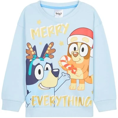 Afbeelding van BlueY Kersttrui voor meisjes, knuffelige kindertrui met motief, cadeaus kinderen, Blauw