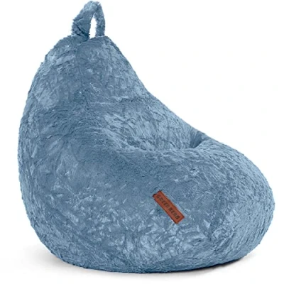 Afbeelding van Green Bean© Pluche zitzak, 60 x 45 cm, zitzak voor binnen met vulling, 120 l, EPS, zachte en wasbare parels, Bean Bag, vloerkussen, loungestoel, poef, grijs