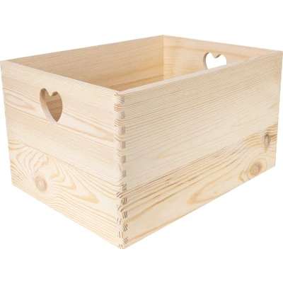 Afbeelding van Creative Deco XXL Grote Houten Doos Kist 40 x 30 24 cm met Handgrepen Hart Ongeverfd Onvoltooide Hout Perfect voor Documenten, Kostbaarheden, Speelgoed en Gereedschap