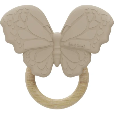 Afbeelding van Label Vlinder Nougat Silicone/Hout Bijtring LLST 26931
