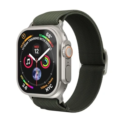 Afbeelding van Vonmählen Klassiek nylon polsbandje voor Apple Watch 42 44 45 49 mm olijfgroen (Nylon), Horlogebandjes, Groen