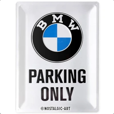 Afbeelding van Nostalgic Art Retro bord, 30 x 40 cm, officieel gelicentieerd product (OLP), BMW Parking Only White cadeau idee voor fans, metaal, vintage design