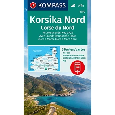 Afbeelding van KOMPASS Wanderkarten Set 2250 Korsika Nord, Corse du Weitwanderweg GR20 (3 Karten) 1:50.000