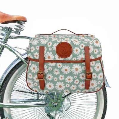 Afbeelding van Tourbon Fietstas, achtertas, canvas, waterdicht, bloemenpatroon