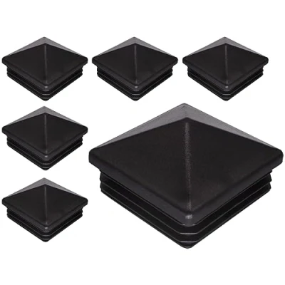 Afbeelding van SKIR&#039;CO Set van 6 vierkante kunststof stoppen 80 x mm zwart RAL 9005