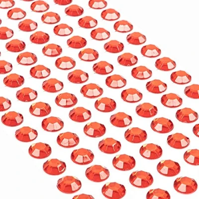 Afbeelding van Movoja 147 stuks rode strass steentjes, ronde glitterstenen, 10 mm, zelfklevend, decoratieve stenen, knutselstenen, rood