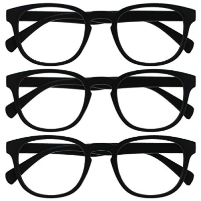 Afbeelding van OPULIZE Pop MMM2 Set van 3 paar bijziendheidsbril met mat frame en krasbestendige veerscharnieren voor dames heren, Glad, zwart