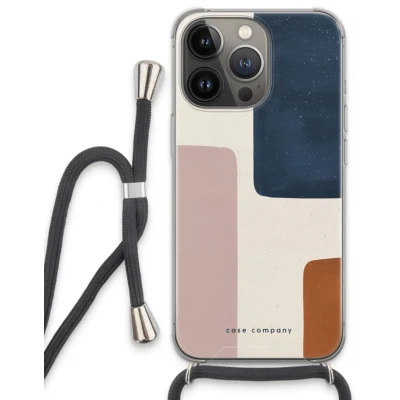 Afbeelding van Case Company® hoesje met Koord geschikt voor iPhone 13 Pro Geo #5 Telefoonhoesje Zwart Extra Bescherming aan alle Kanten en Over de Schermrand