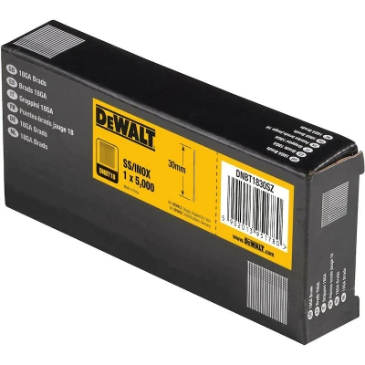 Afbeelding van DeWALT DNBT1830SZ 18 Gauge RVS Spijkers 1.25x30mm 5000 stuks