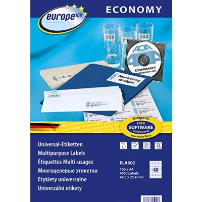 Afbeelding van europe100 Kleeflaag 48.5 x 25.4 mm 4000 etiket(ten) (100 vel(len) 40) etiketten