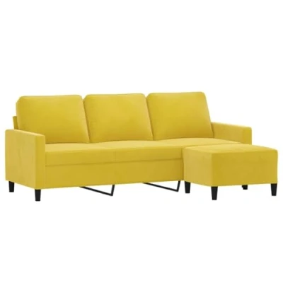 Image de vidaXL Canapé à 3 places avec repose pieds jaune 180 cm velours3201113