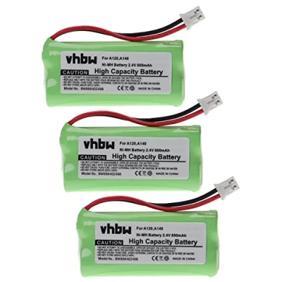 Afbeelding van vhbw 3 x accu geschikt voor Siemens Gigaset AL140, AS14, AL14, AL14H, AL145, AL145 Duo (800mAh, 2,4V, NiMH)