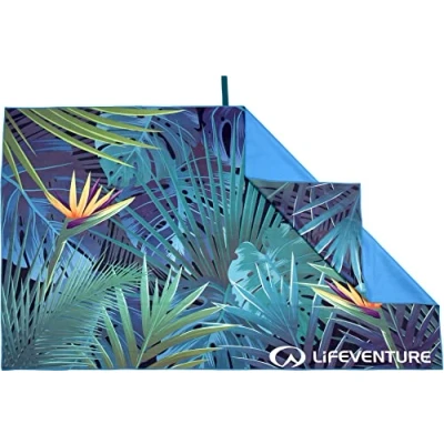 Afbeelding van Lifeventure Reishanddoek van gerecyclede zachte vezels, compact, licht, sneldrogend, voor sport en strand, zandvrij design, gigantisch (tropisch), 150 x 90 cm