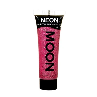 Afbeelding van Moon Glow Neon UV Glitter Gel voor gezicht en lichaam Glinsterende gezichtsverf, robijnroze, 12 ml (1 verpakking)