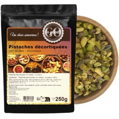 Afbeelding van Ongezouten gepelde pistachenoten (stukjes) 250 g LA PLANTIGO