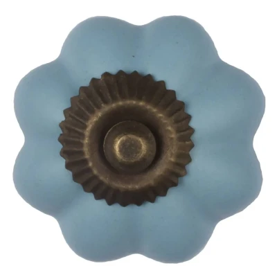 Afbeelding van Good in Style Meubelknop 40mm bloem blauw brons