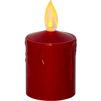 Afbeelding van Star Trading Kaars Paula, zuilkaars, decoratie, rood, voor buiten, LED, schemersensor, geel, 11,5 cm