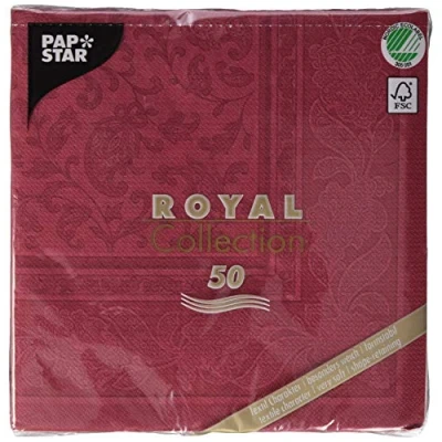 Afbeelding van PAPSTAR 50 servetten Royal Collection vouw 1/4 40 x cm ornamenten bordeaux