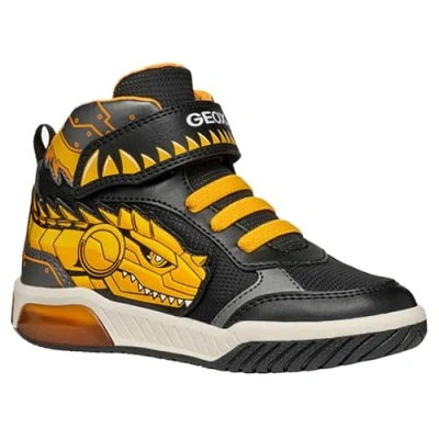 Afbeelding van Geox INEK BOY Light UP Sneakers hoog voor kinderen, Maat: 30, Black/yellow Imitatieleer/ textiel